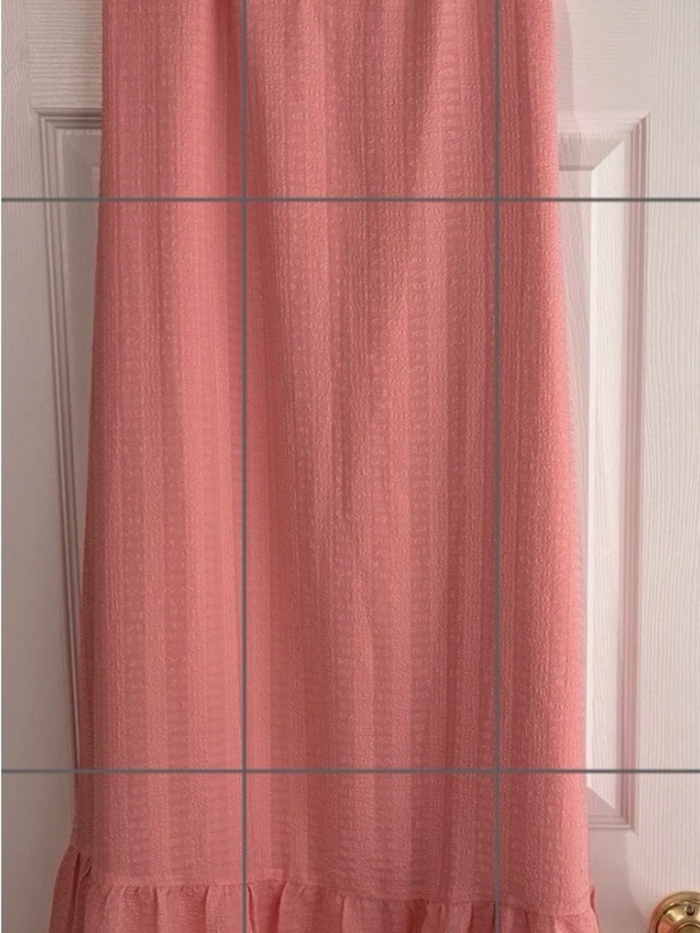 LOFT Pink V-Neck Sleeveless Maxi Shift Dress Ruffle Belted Lined Large